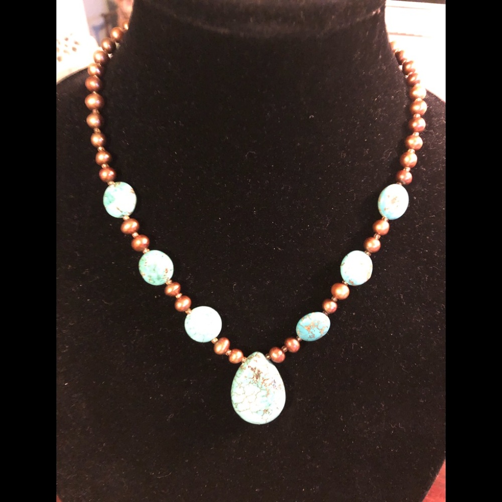 Turquoise necklace + earrings